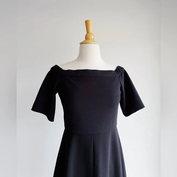 TIBI | Black Off Shoulder Midi Dress | 2 - Picture 2 of 7